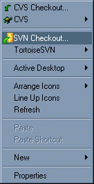 To checkout a repository, right-click in a folder and choose "SVN
Checkout..."
